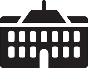 White House Icon, US government building, clean architecture outline, editable political icon for national and federal concepts