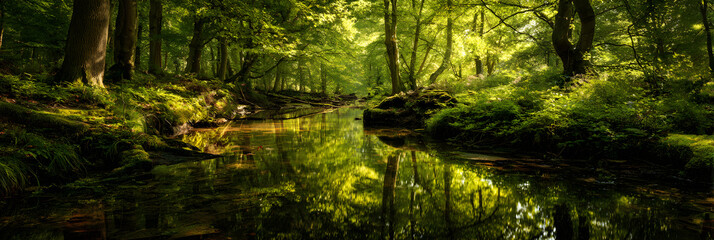 Enchanted Serene Forest: A Symphony of Tranquility and Natural Beauty Amidst Verdant Canopy