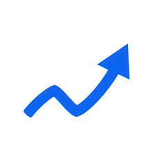 Blue arrow graph trending upwards isolated on transparent background