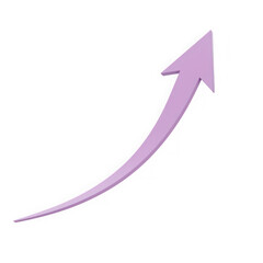 Purple arrow pointing upwards isolated on transparent background