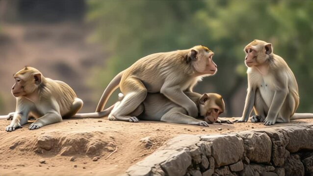 Wild Macaques: Mating Ritual Observed in Natural Habitat