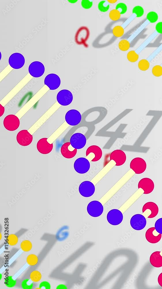 Aufkleber colorful dna structures spinning against multiple changing numbers on grey background