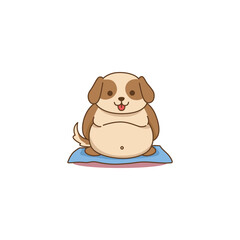 An icon of a cute cartoon puppy sitting with a round, chubby belly, symbolizing contentment, good health, and an endearing, plump appearance.