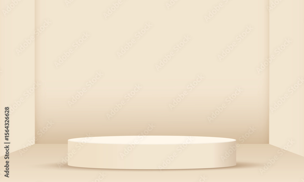 Poster abstract modern cream color display podium stage with copy space for you design background