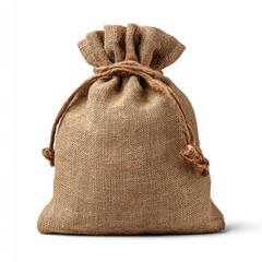 Beige burlap drawstring bag