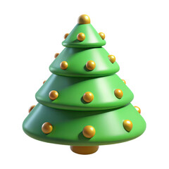 Cartoon christmas tree green holiday festive decoration merry xmas celebration season design 3d render 100