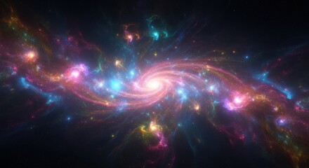 Obraz premium Vast cosmic nebula swirling with vibrant colors and distant stars a breathtaking view of the universe's grandeur