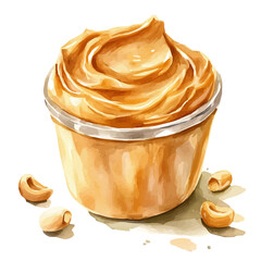 My Watercolor illustration with peanut butter painting isolated on a white background, illustration, AI painting design, vector set, eps format, My illustration design