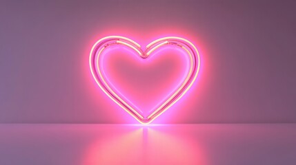 Radiant neon heart illuminates clean white background.