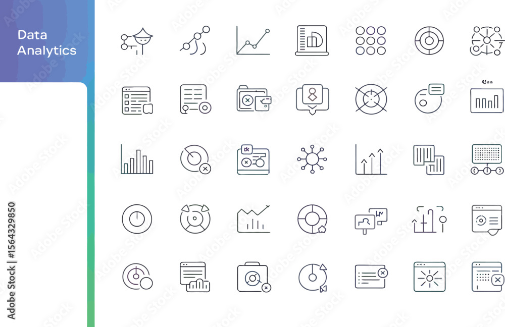 Poster captivating set of data analytics icons that are perfect for dashboards, reports, and data visualiza