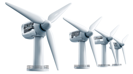 Wind Turbines: An array of modern wind turbines, captured in sharp detail, demonstrates renewable energy potential and commitment to a sustainable future.
