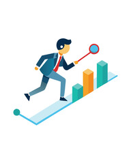Isometric Illustration of Business Growth and Strategy Execution