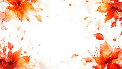 Orange floral frame on white background.