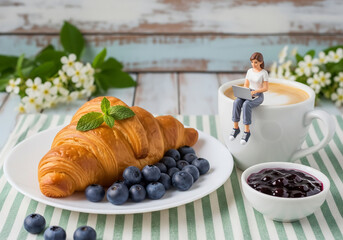 Miniature figures work from home, The power of coffee