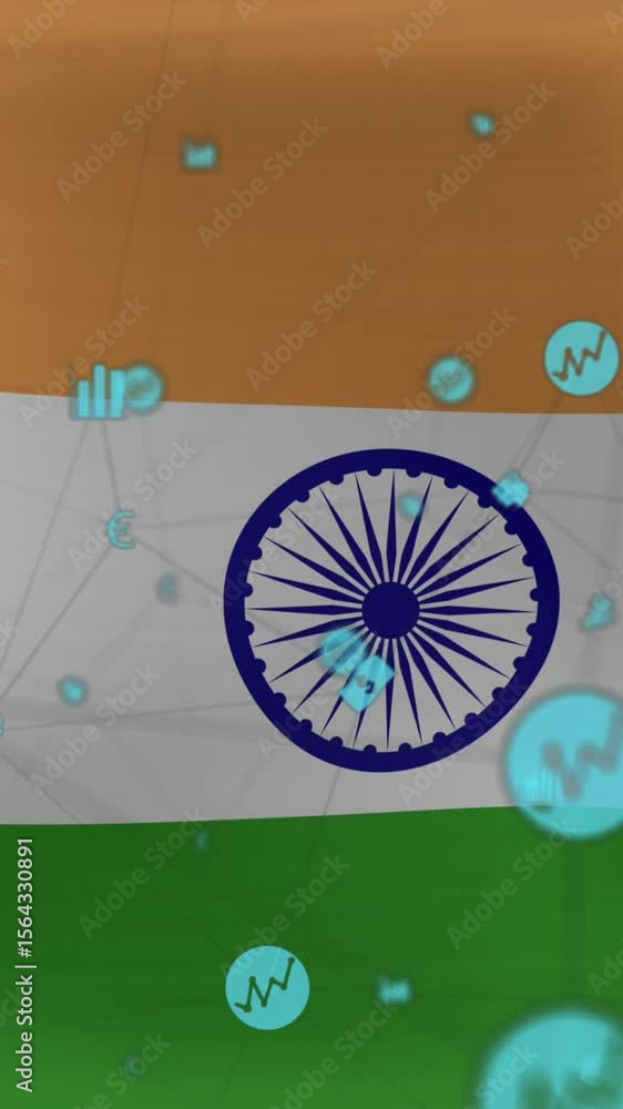 Poster animation of data processing over flag of india