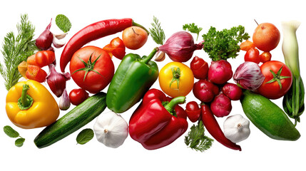Vibrant Veggie Medley: A colorful assortment of fresh, ripe vegetables, meticulously arranged to showcase their natural beauty and nutritional value.