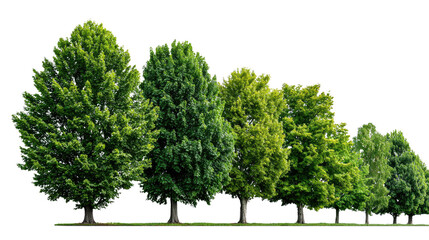 Lush Green Array: A vibrant row of lush green trees stands tall, symbolizing the unwavering beauty of nature's endurance and the soothing embrace of a peaceful environment. 