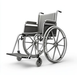 Fototapeta premium A gray metal wheelchair isolated on white background.