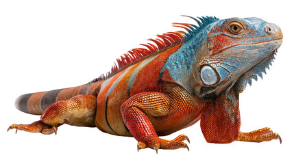Iguana's Colorful Display: A vibrant and majestic iguana showcases its striking hues and detailed textures, a visual feast for wildlife enthusiasts.