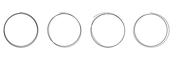 Hand drawn circle line sketch set. Circular vector image. Vector brush strokes circles of paint on white background, doodle round circles for message note mark . eps 10