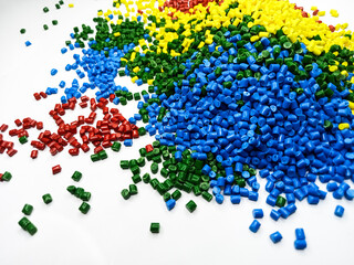 plastic masterbatch, colorful polymer masterbatch type cold cutting raw material granular, isolated...