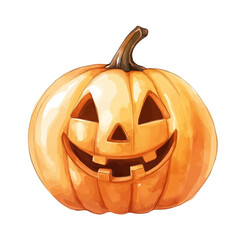 My Watercolor illustration with scary Halloween pumpkin painting isolated on a white background, illustration, AI painting design, vector set, eps format, My illustration design