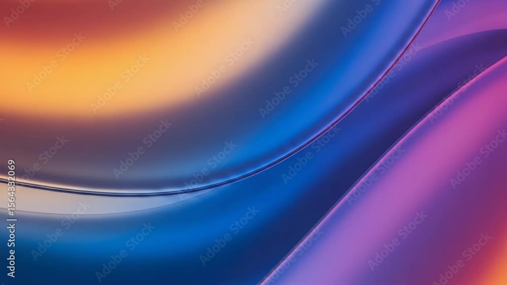 Poster a smooth abstract background features a gradient of blue, purple, and orange waves, creating a moder