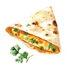 My Watercolor illustration with quesadilla on tortilla painting isolated on a white background, illustration, AI painting design, vector set, eps format, My illustration