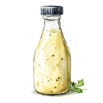 My Watercolor illustration with ranch dressing painting isolated on a white background, illustration, AI painting design, vector set, eps format, My illustration design