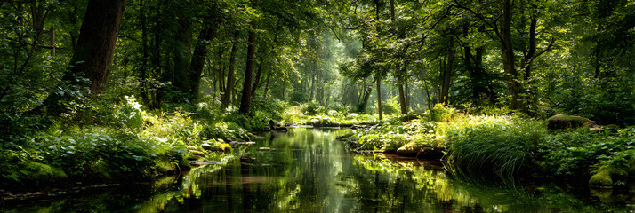 Enchanted Serene Forest: A Symphony of Tranquility and Natural Beauty Amidst Verdant Canopy