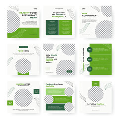Social media post template, for promotional purposes. Poster with healthy food menu theme. Vector template design.