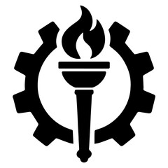 Torch with gear icon with transparent background symbolizing innovation and STEM excellence  © Momo