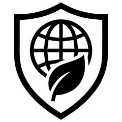 Crest with leaf and globe icon with transparent background eco friendly environmental symbol

