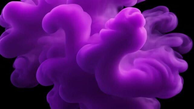 Purple smoke cloud fog dust isolated on black background. Colorful smoke smog misty fog steam explosion special effect. Smoke texture for Compositing, covering, overlay, design elements