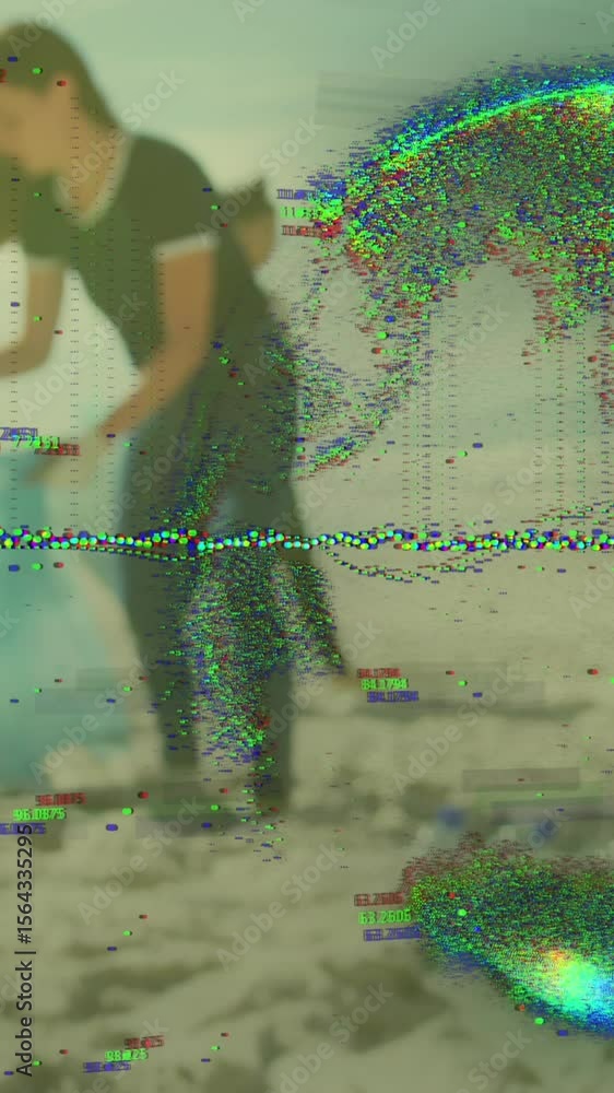 Poster animation of data processing over diverse volunteers segregating waste