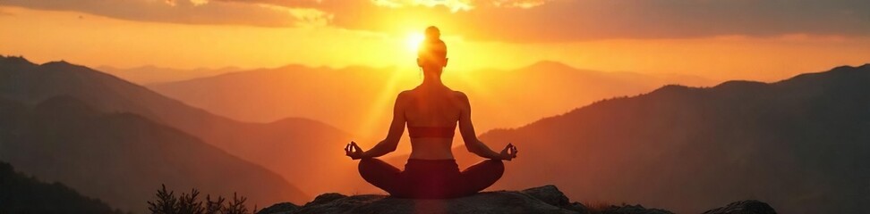 Serene Yogi Meditating at Sunrise Finding Inner Peace and Tranquility in Nature