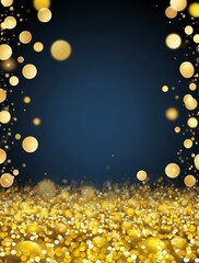 Festive golden glitter and shimmering bokeh lights on dark background creating a vibrant and luxurious atmosphere, perfect for celebration, party, event, or holiday decoration themes

