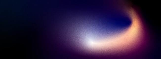 Abstract gradient with subtle grain effect transitioning from deep purple to bright white and orange