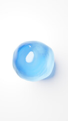 3D Illustration.Blue liquid on white background. Droplets of water. (Vertical)