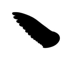 Simple black silhouette of a bird's wing against a white background.