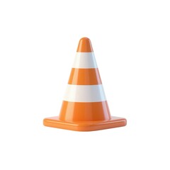 Safety Cone: A vibrant and eye-catching safety cone with a bold orange and white striped design stands prominently, symbolizing caution and guidance in a construction or roadwork context.