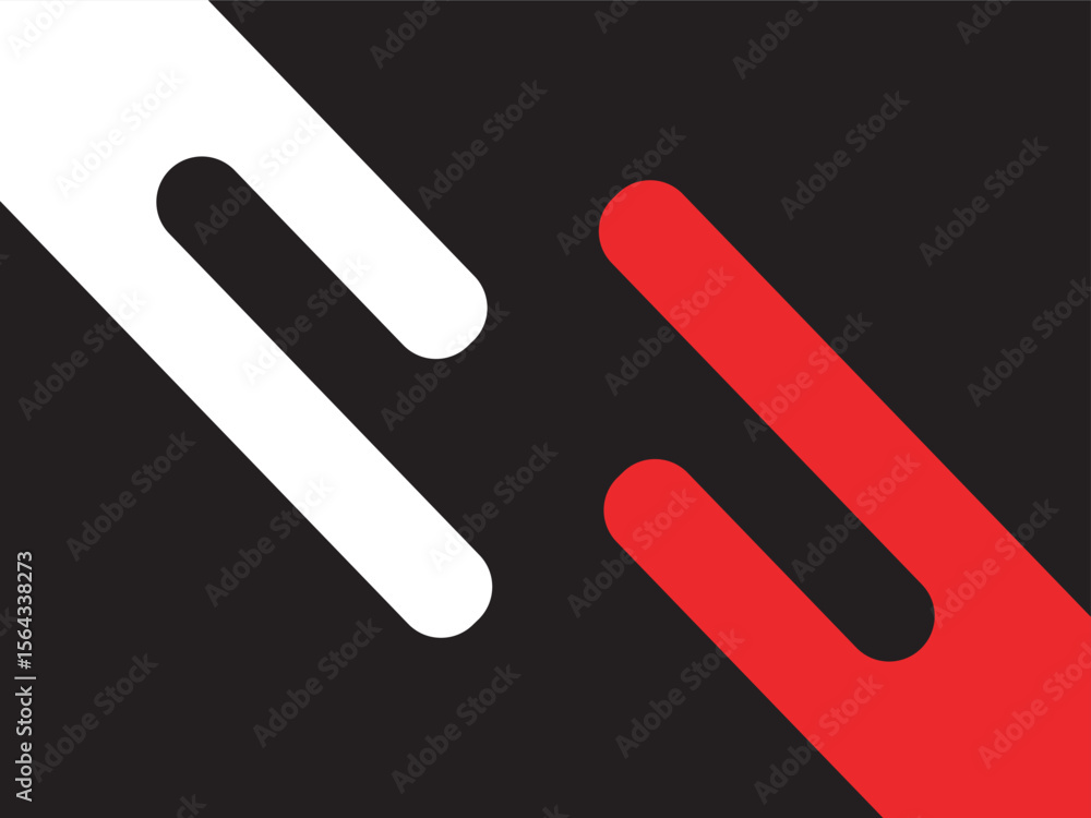 Poster abstract graphic diagonal connection elements with contrasting color scheme and simple design