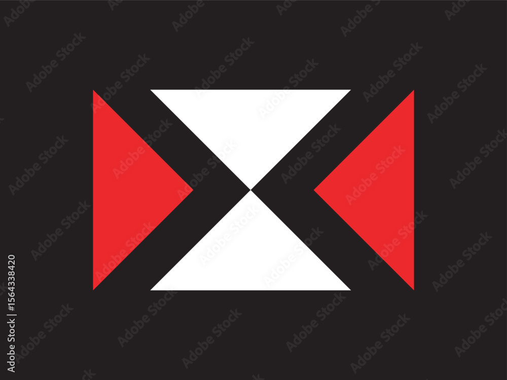 Poster Geometric Shape Triangle Simple Abstract with Red and White Design Element