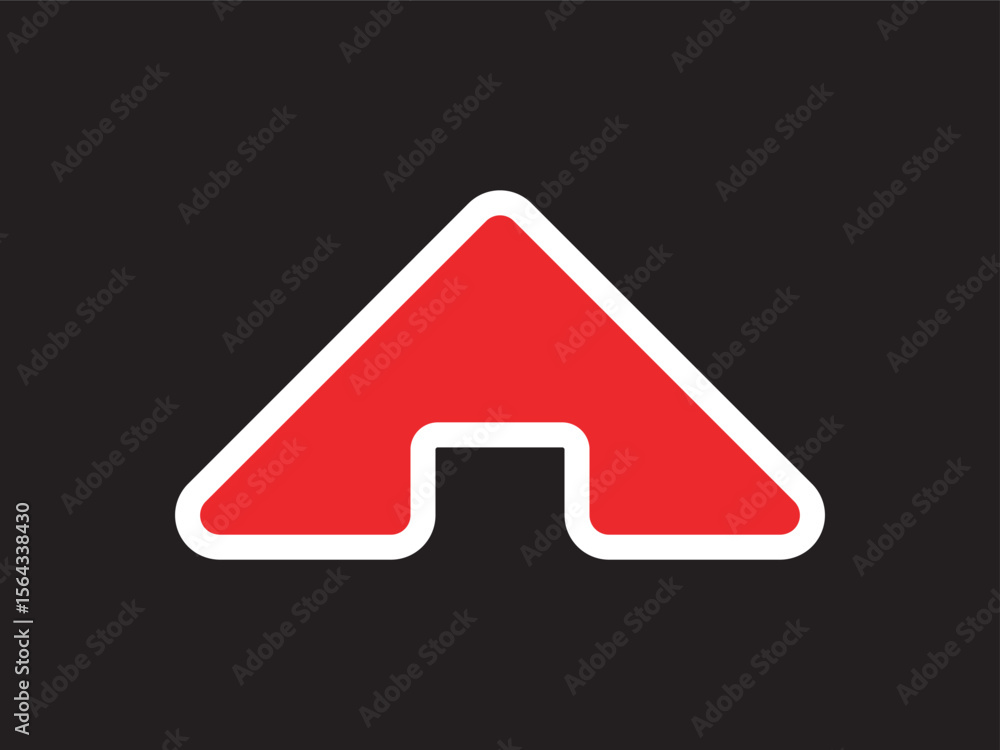 Poster minimalist geometric red shape rounded edge icon simple graphic element