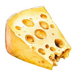 My Watercolor illustration with swiss cheese sliced painting isolated on a white background, illustration, AI painting design, vector set, eps format, My illustration design
