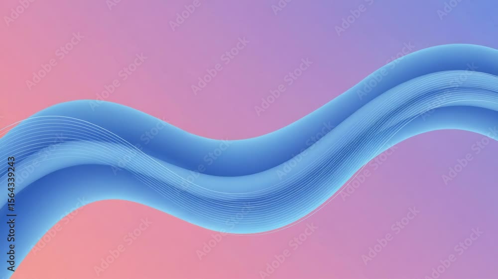 Poster a smooth blue wave flows across a pink and purple gradient background, creating a modern and abstrac