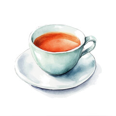 My Watercolor illustration with tea cup painting isolated on a white background, illustration, AI painting design, vector set, eps format, My illustration design