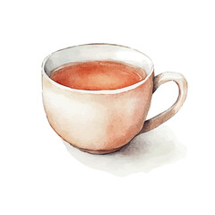 My Watercolor illustration with tea cup painting isolated on a white background, illustration, AI painting design, vector set, eps format, My illustration design