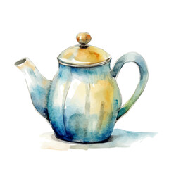 My Watercolor illustration with teapot painting isolated on a white background, illustration, AI painting design, vector set, eps format, My illustration design