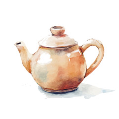 My Watercolor illustration with brown teapot painting isolated on a white background, illustration, AI painting design, vector set, eps format, My illustration design